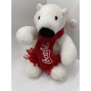 Coca Cola Polar Bear 4" White Plush Stuffed Animal With Scarf